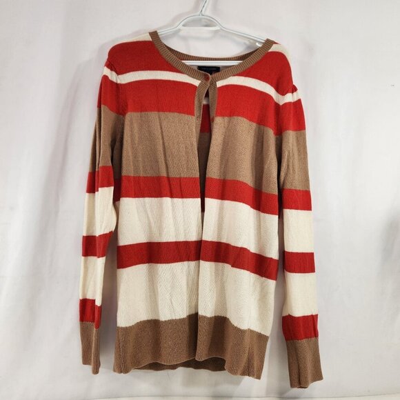 Tommy Hilfiger Womens Wide Stripe Relaxed Fit Cardigan Sweater XL - Picture 1 of 11